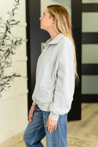 Bonbon Delight Half Zip Pullover in Grey - Charming Charlie