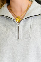Bonbon Delight Half Zip Pullover in Grey - Charming Charlie