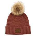 Brick C.C Heather Beanie Hat With Pom Pom And Suede Patch, provides excellent protection and a fashionable look with its soft heather knit material, faux fur pom pom, and stylish suede patch. The fabric is designed to keep you comfortably warm in cold weather. Add this fashionable accessory to the winter wardrobe collection.