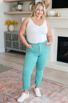 Bridgette High Rise Garment Dyed Slim Jeans in Aquamarine - Charming Charlie