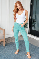 Bridgette High Rise Garment Dyed Slim Jeans in Aquamarine - Charming Charlie