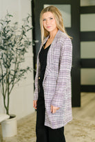 Brixton Tweed Midi Blazer in Lavender Ivory - Charming Charlie