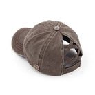Brown C.C BASEBALL PONYCAP is the perfect accessory for any sports enthusiast. Made with high-quality materials, this cap offers both style and functionality. With its comfortable fit and sleek design, it will keep you looking and feeling cool while you support your favorite team. Upgrade your game day look with the C.C BASEBALL PONYCAP.