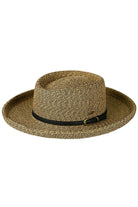 BrownMulti C.C Vegan Leather Trim Boater Hat is a stylish accessory that will elevate any outfit. Made with vegan leather trim, this hat adds a touch of luxury while being cruelty-free. Its boater style not only looks fashionable but also provides excellent sun protection.