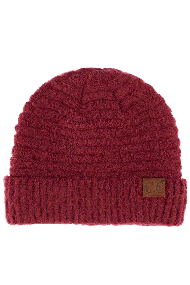 Burgundy C C Solid Boucle Yarn Beanie Hat with Cuff, wear this beautiful Beanie Hat while going outdoor and keep yourself warm and stylish with a unique look. The color variation makes the Hat suitable for everyone's choice with different outfits. It feels cozy and a perfect match with any type of outfit. It's a beautiful winter gift accessory for birthdays, Christmas, stocking stuffers, secret Santa, holidays, anniversaries, and valentine's day to your friends, family, and Loved Ones. 