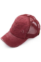 Burgundy C.C BASEBALL PONYCAP is the perfect combination of fashion and function. Made with high-quality materials, it provides both style and protection from the sun. Its adjustable strap ensures a comfortable fit for all head sizes. Stay trendy and protected with the C.C BASEBALL PONYCAP.