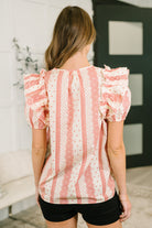 Busy Woman Split Neck Puff Sleeve Blouse - Charming Charlie