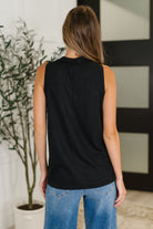 Buttoned Up Buttercup Sleeveless Top in Black - Charming Charlie
