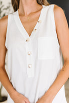 Buttoned Up Buttercup Sleeveless Top in Ivory - Charming Charlie