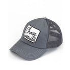 Gray C.C CHAOS COORDINATOR PATCH PONY CAP is the perfect accessory for any outfit. Made with high-quality materials, it features a stylish patch design and a comfortable ponycap fit. Stay organized and stylish with this practical and on-trend cap.