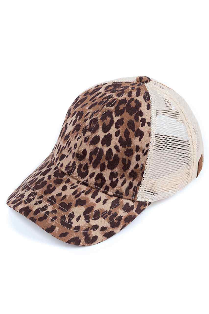 C.C LEOPARD PONYTAIL BASEBALL CAP - Charming Charlie