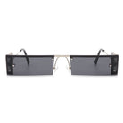 Loro - Rectangle Retro Narrow Slim Flat Top Tinted Sunglasses - Charming Charlie