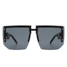 Kaelor - Square Oversized Flat Top Gradient Half Frame Sunglasses - Charming Charlie