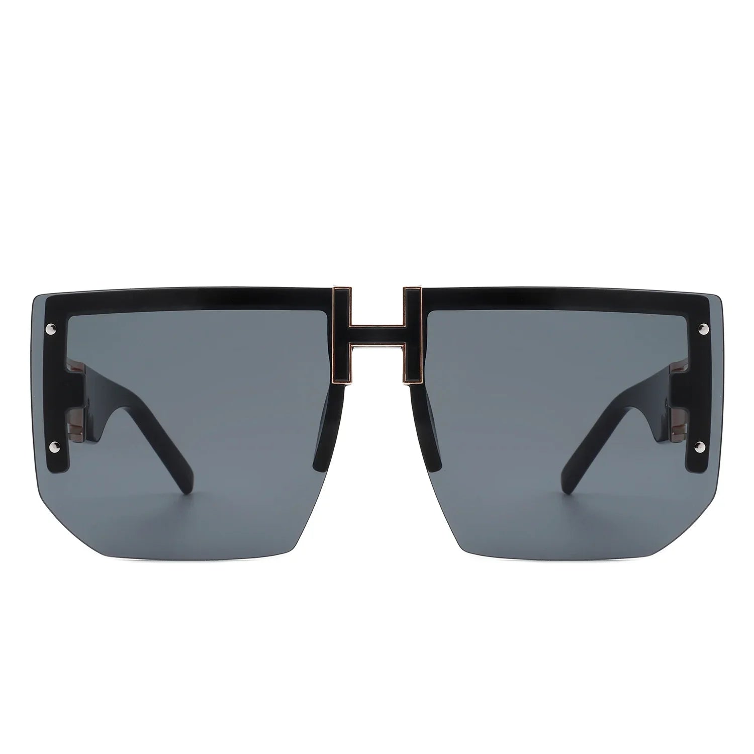 Kaelor - Square Oversized Flat Top Gradient Half Frame Sunglasses - Charming Charlie