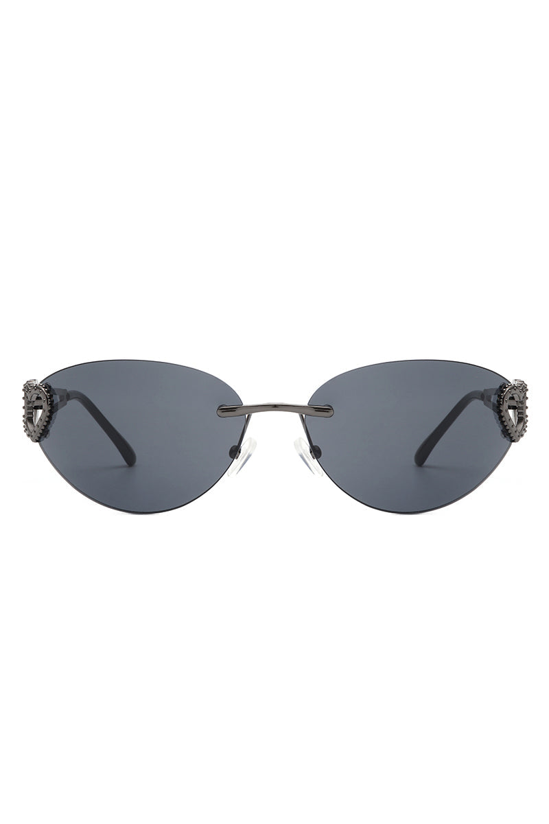 Myral - Women's Chic Frameless Oval Heart Designed Cat Eye Sunglasses - Charming Charlie