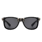 Myralis - Classic Horn Rim Rhinestone Gothic Skull Square Sunglasses - Charming Charlie