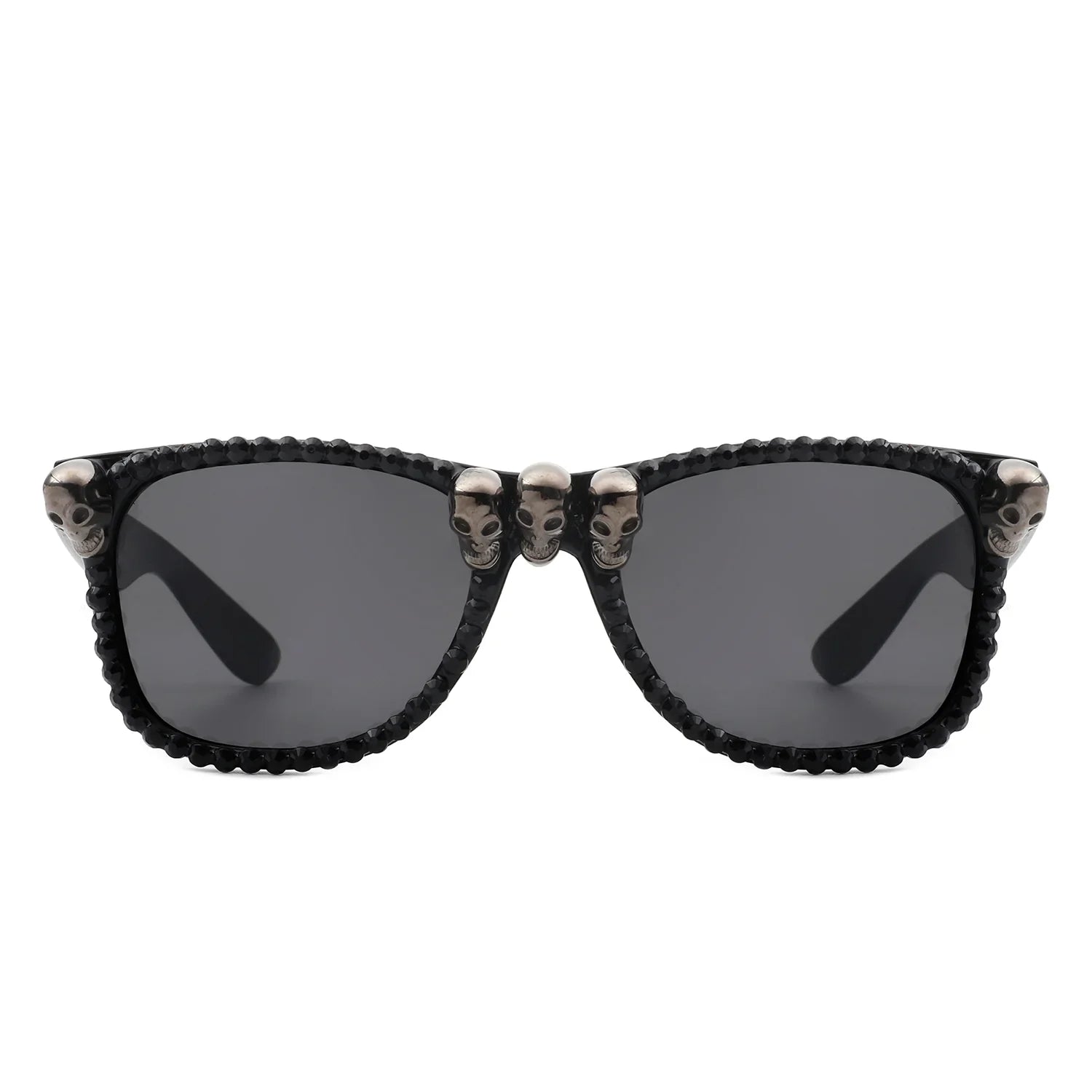 Myralis - Classic Horn Rim Rhinestone Gothic Skull Square Sunglasses - Charming Charlie