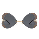Quixotia - Rimless Butterfly Heart Shape Tinted Fashion Women Sunglasses - Charming Charlie