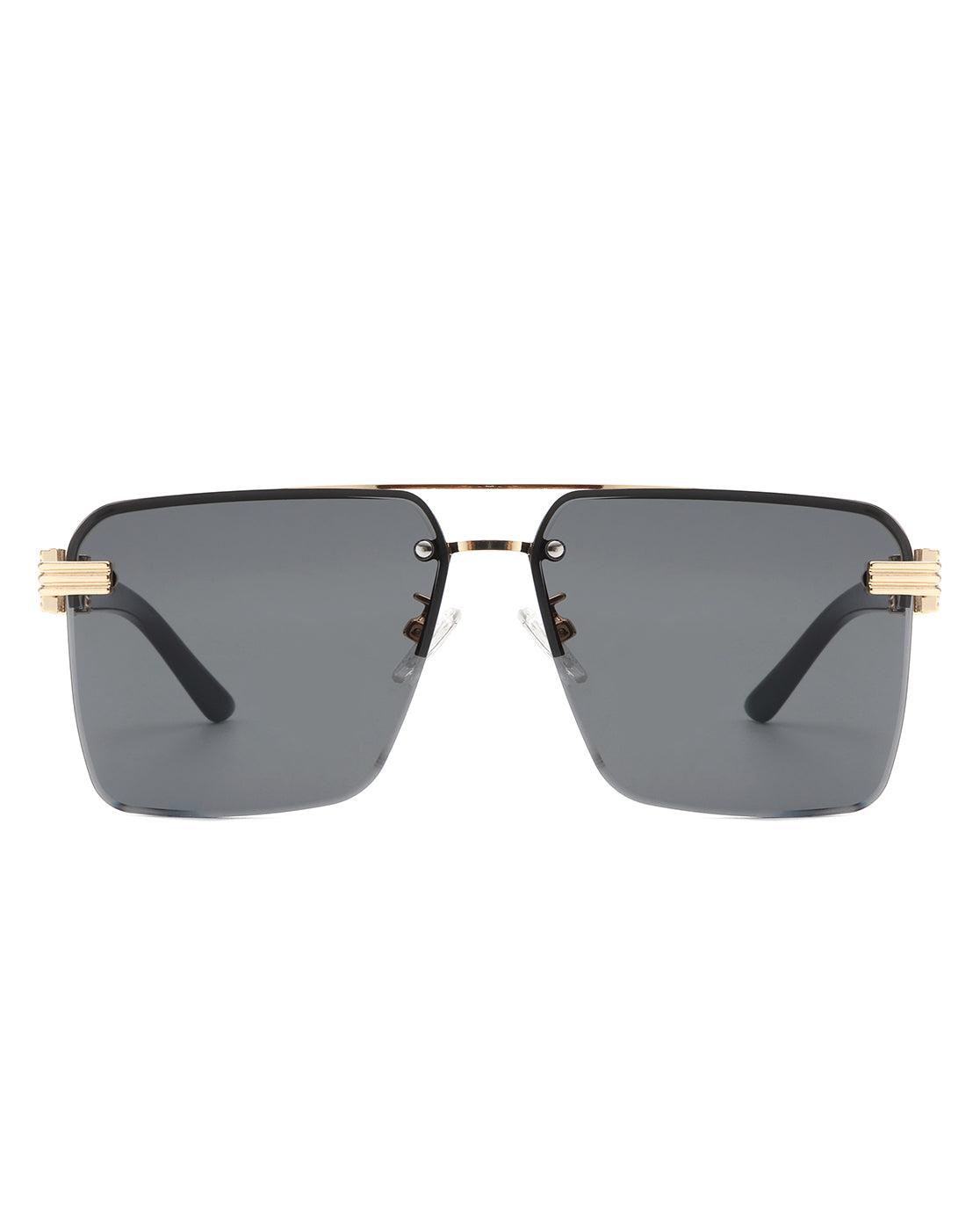 Blip - Retro Tinted Rimless Brow-Bar Fashion Square Sunglasses - Charming Charlie