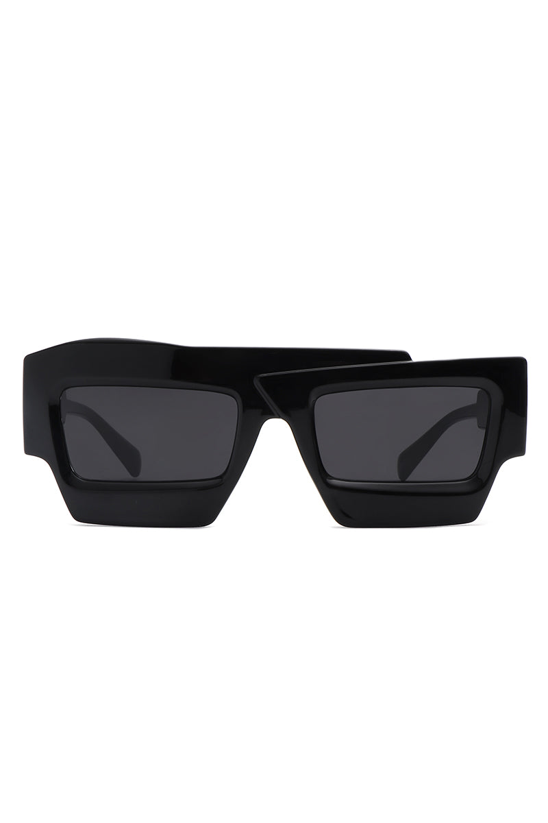 Brynden - Futuristic Square Irregular Flat Top Two-Tone Sunglasses - Charming Charlie