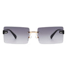 Jadesoul - Rectangle Retro Rimless Tinted Fashion Vintage Square Sunglasses - Charming Charlie