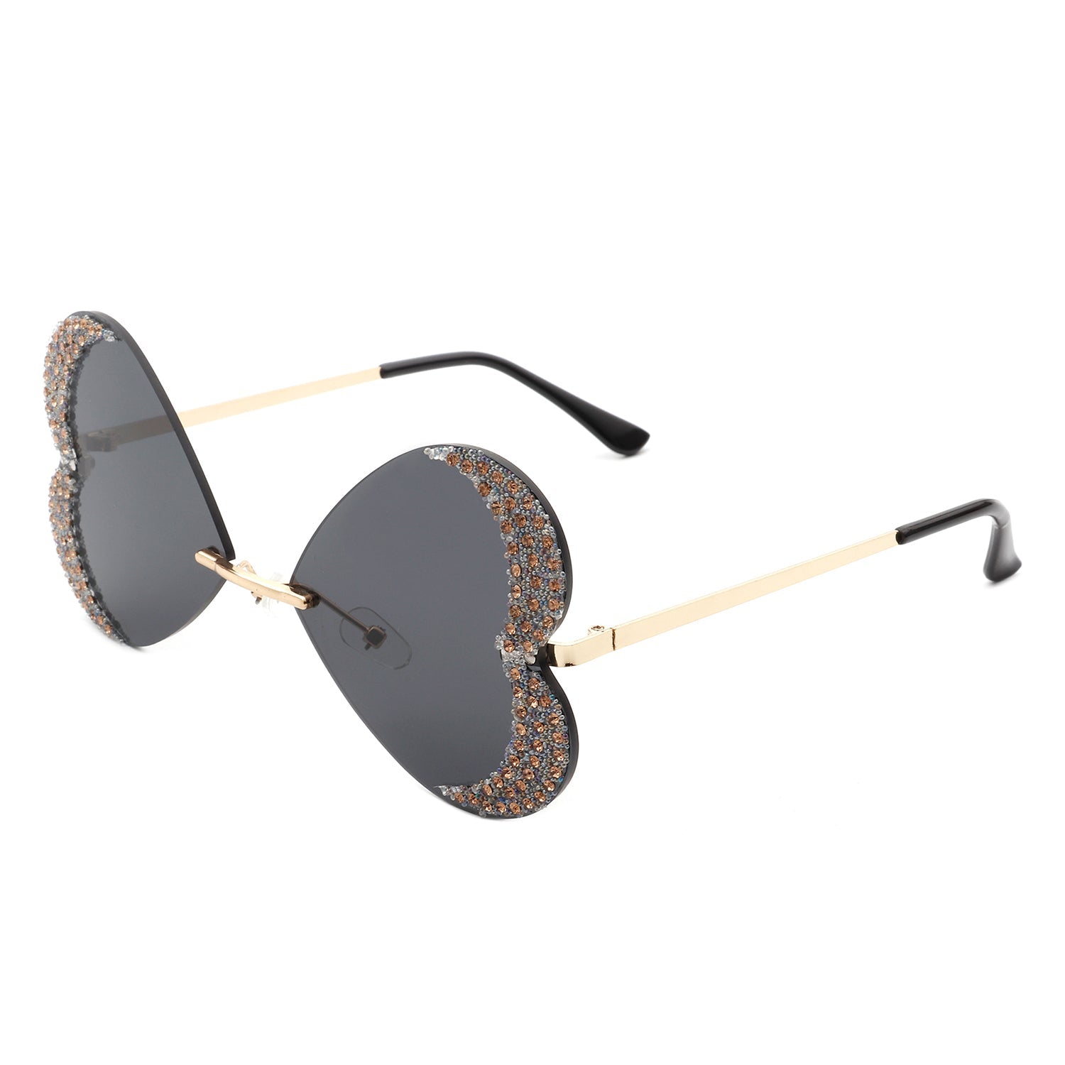 Quixotia - Rimless Butterfly Heart Shape Tinted Fashion Women Sunglasses - Charming Charlie