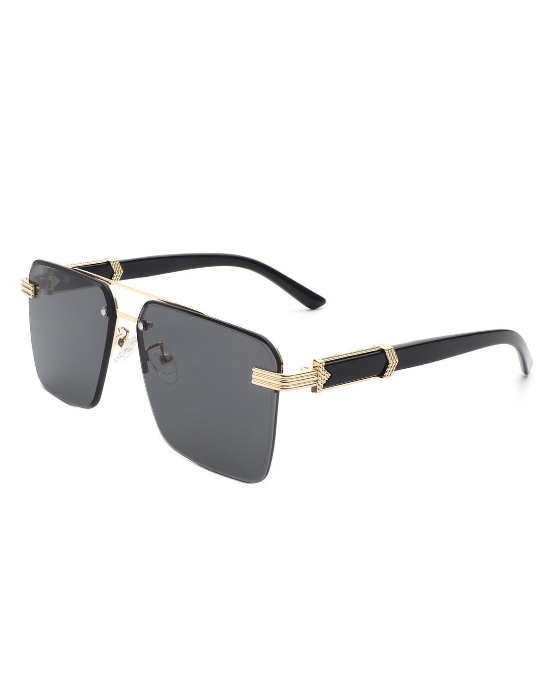 Blip - Retro Tinted Rimless Brow-Bar Fashion Square Sunglasses - Charming Charlie