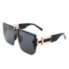 Kaelor - Square Oversized Flat Top Gradient Half Frame Sunglasses - Charming Charlie