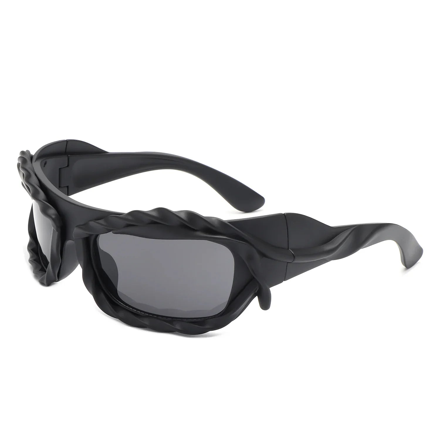 Riff - Rectangle Irregular Twisted Thick Frame Futuristic Sunglasses - Charming Charlie