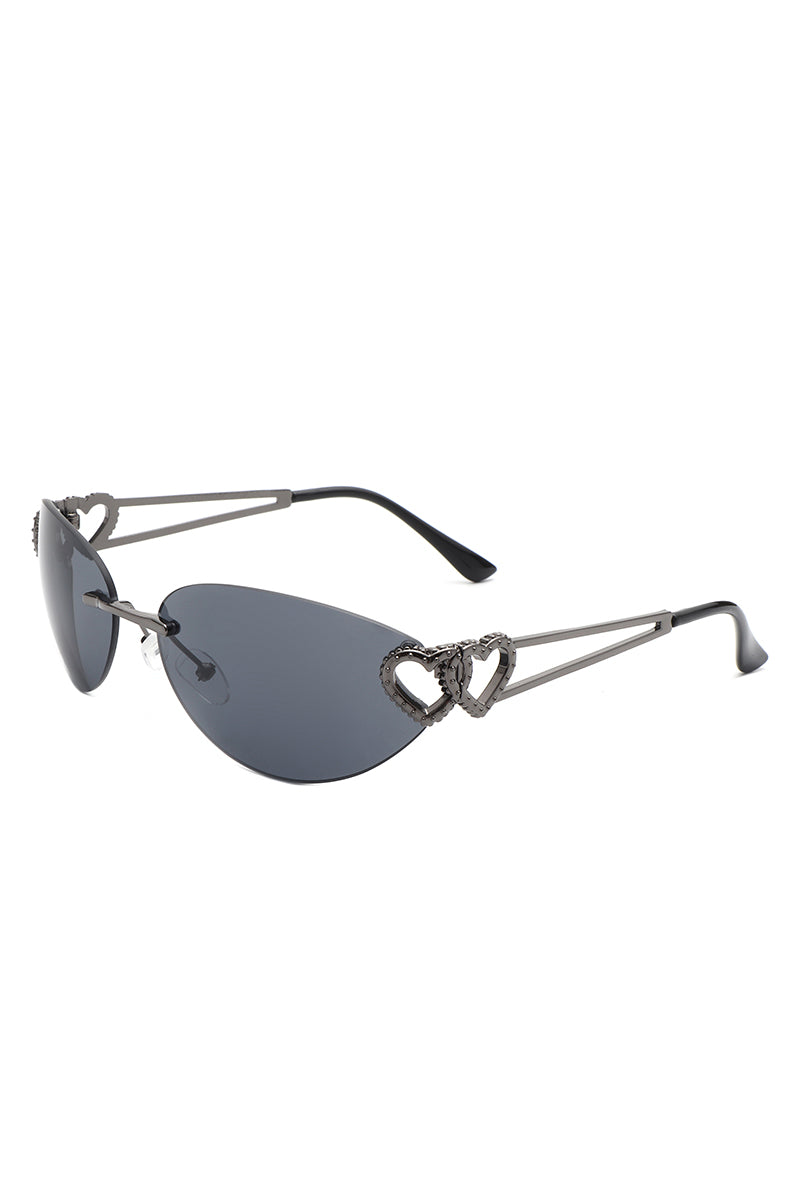 Myral - Women's Chic Frameless Oval Heart Designed Cat Eye Sunglasses - Charming Charlie