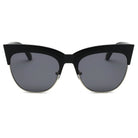 HENRIETTA | S2062 - Women Half Frame Round Cat Eye Sunglasses - Cramilo Eyewear - Stylish Trendy Affordable Sunglasses Clear Glasses Eye Wear Fashion