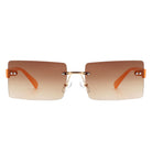 Jadesoul - Rectangle Retro Rimless Tinted Fashion Vintage Square Sunglasses - Charming Charlie