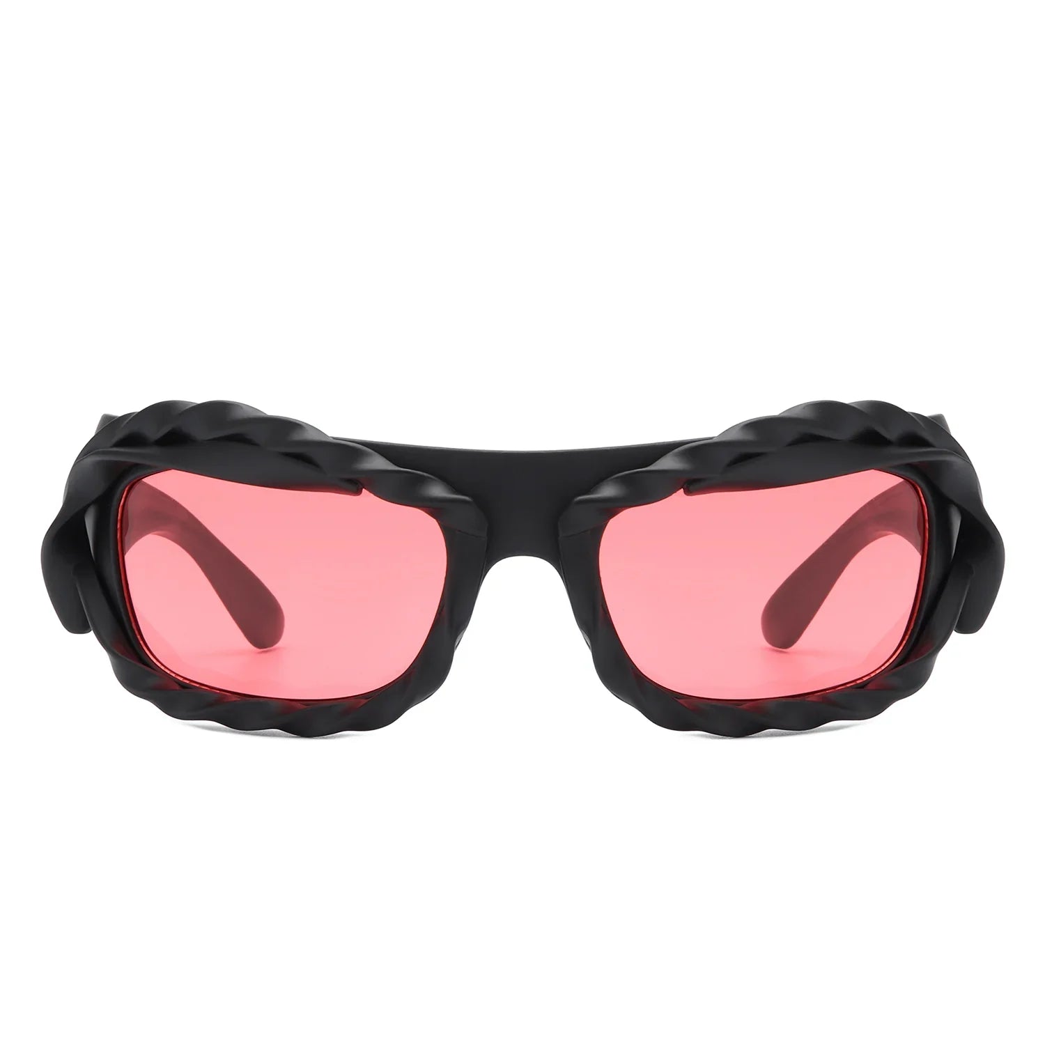 Riff - Rectangle Irregular Twisted Thick Frame Futuristic Sunglasses - Charming Charlie