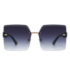 Brisla - Chic Oversized Rimless Square Tinted Fashion Women's Sunglasses - Charming Charlie