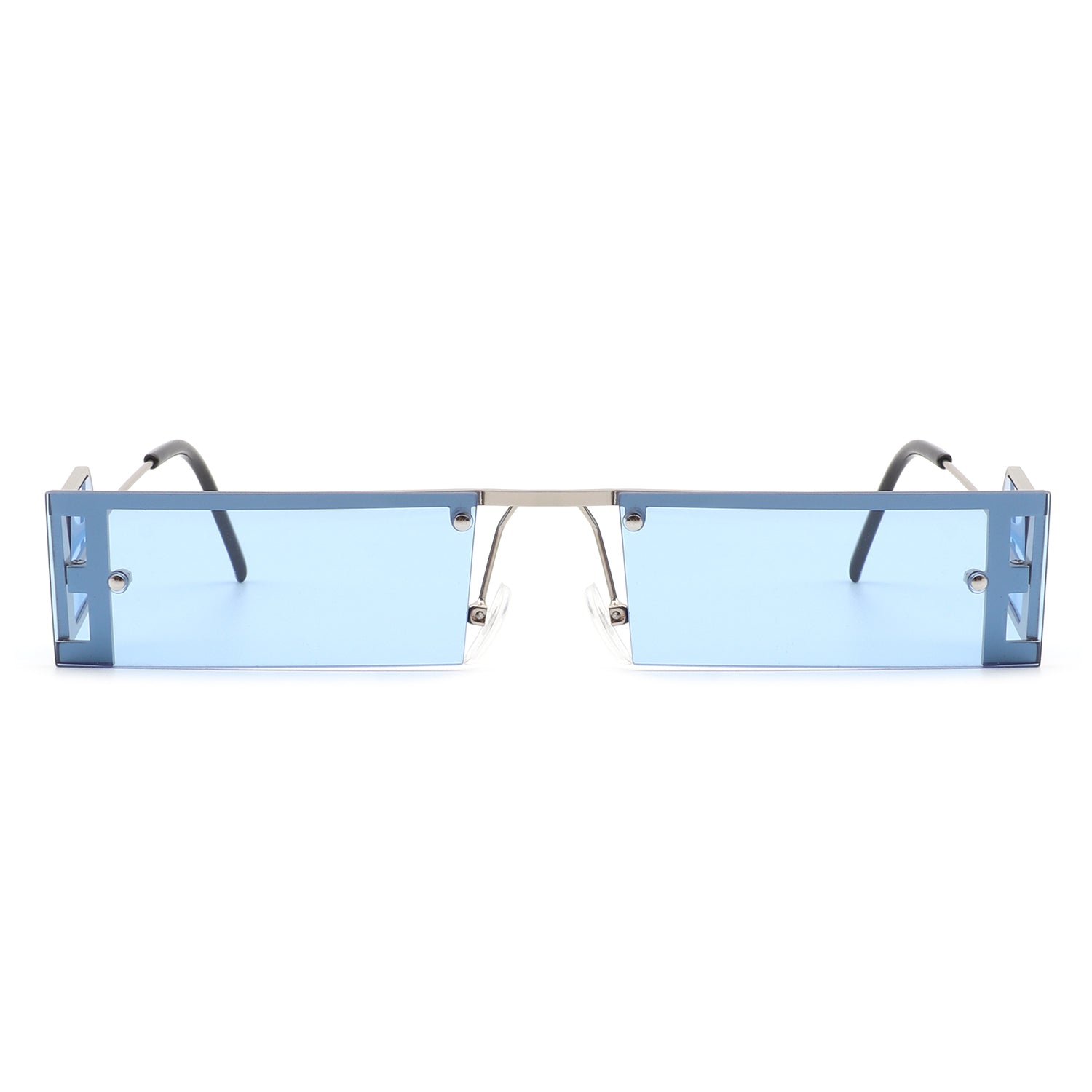 Loro - Rectangle Retro Narrow Slim Flat Top Tinted Sunglasses - Charming Charlie