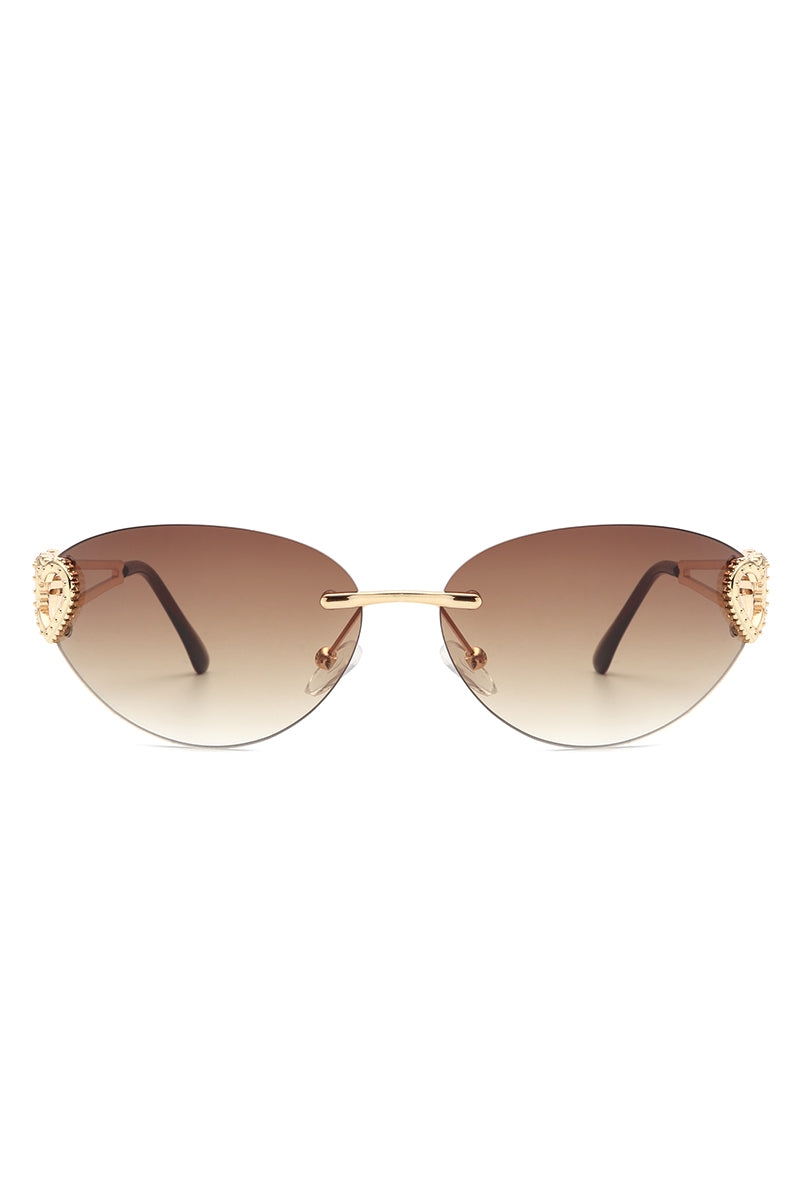 Myral - Women's Chic Frameless Oval Heart Designed Cat Eye Sunglasses - Charming Charlie