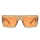 Lumos - Square Retro Two-Tone Thick Frame Flat-Top Sunglasses - Charming Charlie