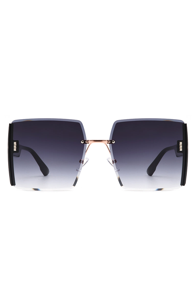 Lyris - Square Rimless Oversize Chic Women's Fashion Sunglasses - Charming Charlie