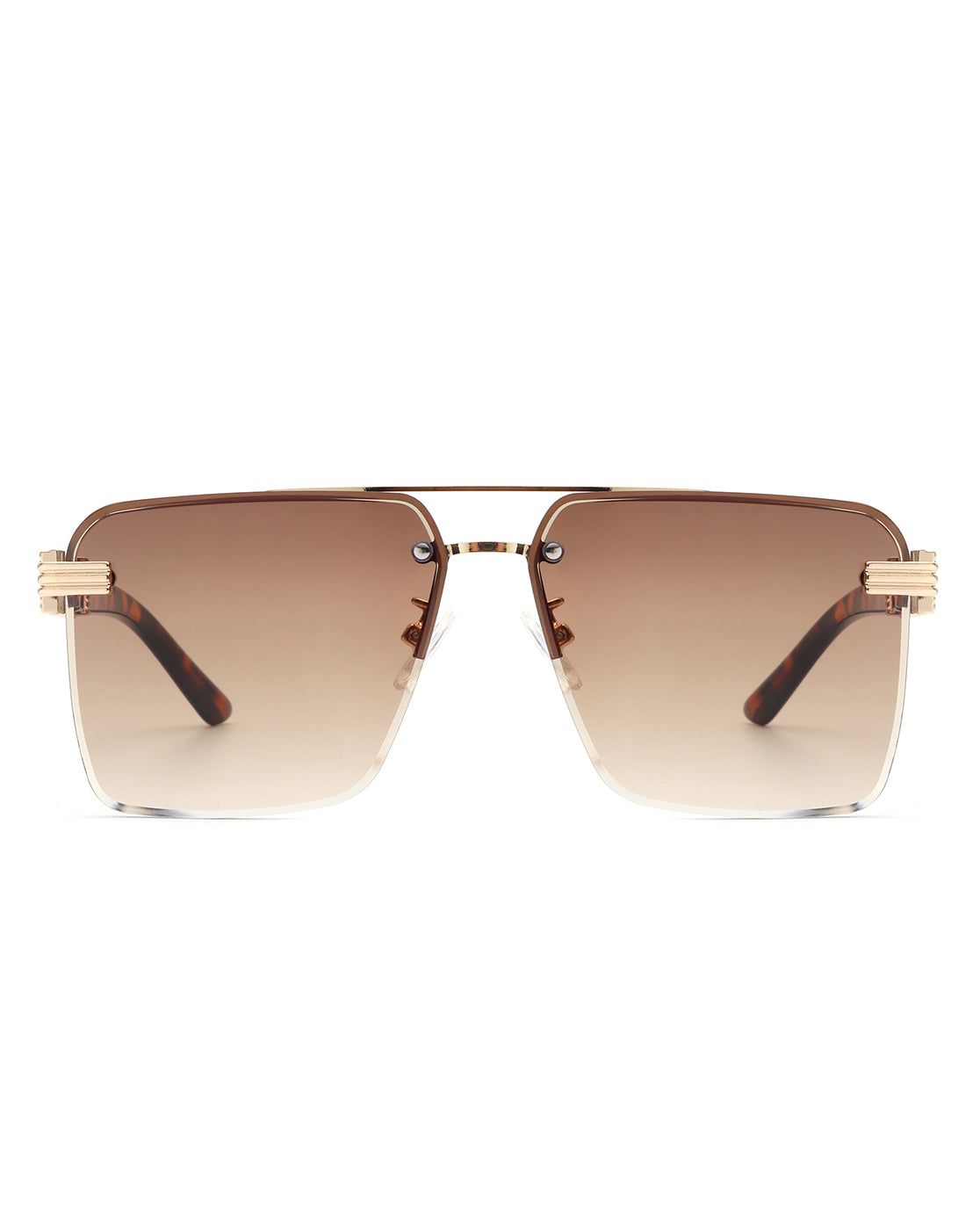 Blip - Retro Tinted Rimless Brow-Bar Fashion Square Sunglasses - Charming Charlie