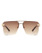 Blip - Retro Tinted Rimless Brow-Bar Fashion Square Sunglasses - Charming Charlie