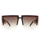 Kaelor - Square Oversized Flat Top Gradient Half Frame Sunglasses - Charming Charlie