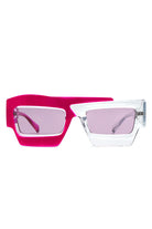 Brynden - Futuristic Square Irregular Flat Top Two-Tone Sunglasses - Charming Charlie
