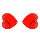 Quixotia - Rimless Butterfly Heart Shape Tinted Fashion Women Sunglasses - Charming Charlie