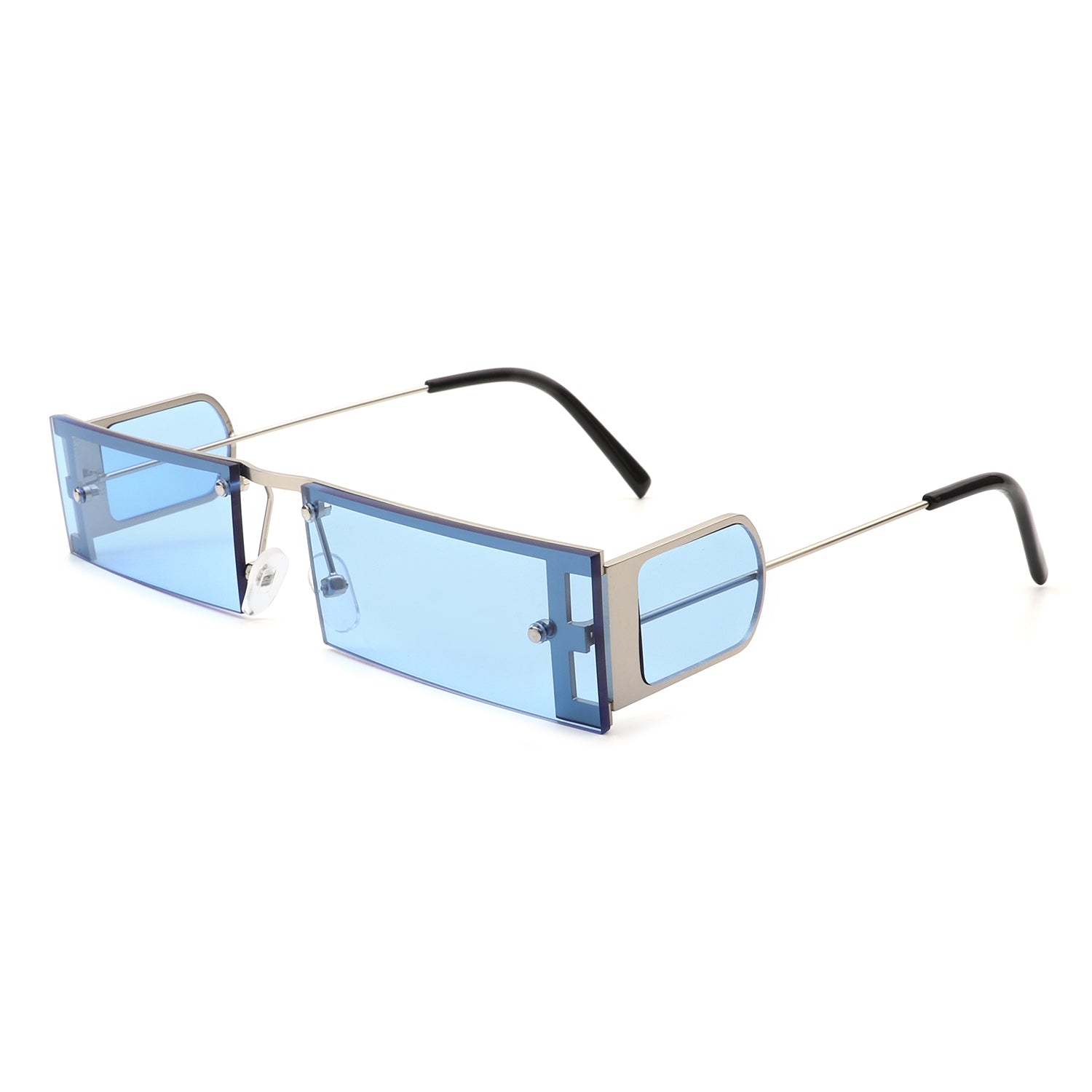 Loro - Rectangle Retro Narrow Slim Flat Top Tinted Sunglasses - Charming Charlie