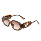 Glittera - Rectangle Retro Oval Chic Round Lens Leaf Design Fashion Sunglasses - Charming Charlie