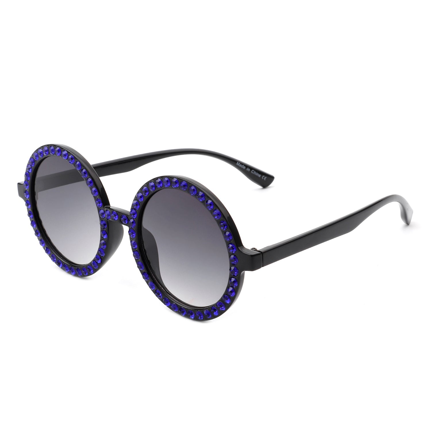 Dreamwey - Round Fashion Rhinestone Circle Oversize Women Sunglasses - Charming Charlie
