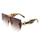 Kaelor - Square Oversized Flat Top Gradient Half Frame Sunglasses - Charming Charlie