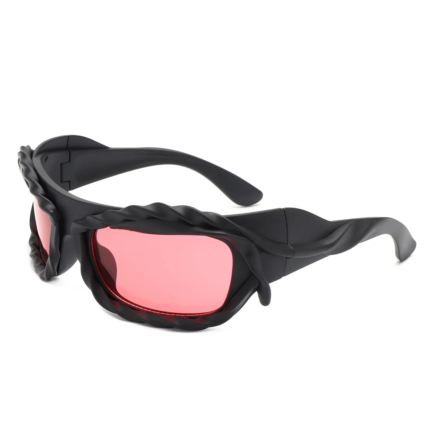 Riff - Rectangle Irregular Twisted Thick Frame Futuristic Sunglasses - Charming Charlie