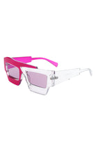 Brynden - Futuristic Square Irregular Flat Top Two-Tone Sunglasses - Charming Charlie