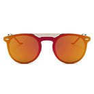 INDIO | S3010 - Retro Mirrored Brow-Bar Design Circle Round Fashion Sunglasses - Cramilo Eyewear - Stylish Trendy Affordable Sunglasses Clear Glasses Eye Wear Fashion